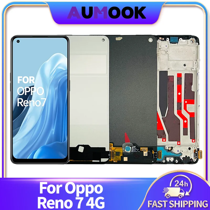 AMOLED LCD For Oppo Reno7 Reno 7 4G CPH2363 LCD Display Touch Screen Digitizer Assembly With Frame Phone LCD Screen Repair Parts