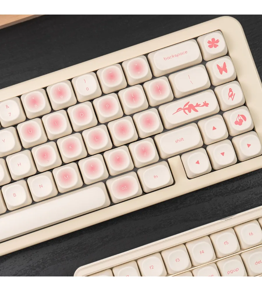 

123 key adaptation 60/75/87/98 and other flower mechanical keyboard keycaps girls white PBT hot sublimation