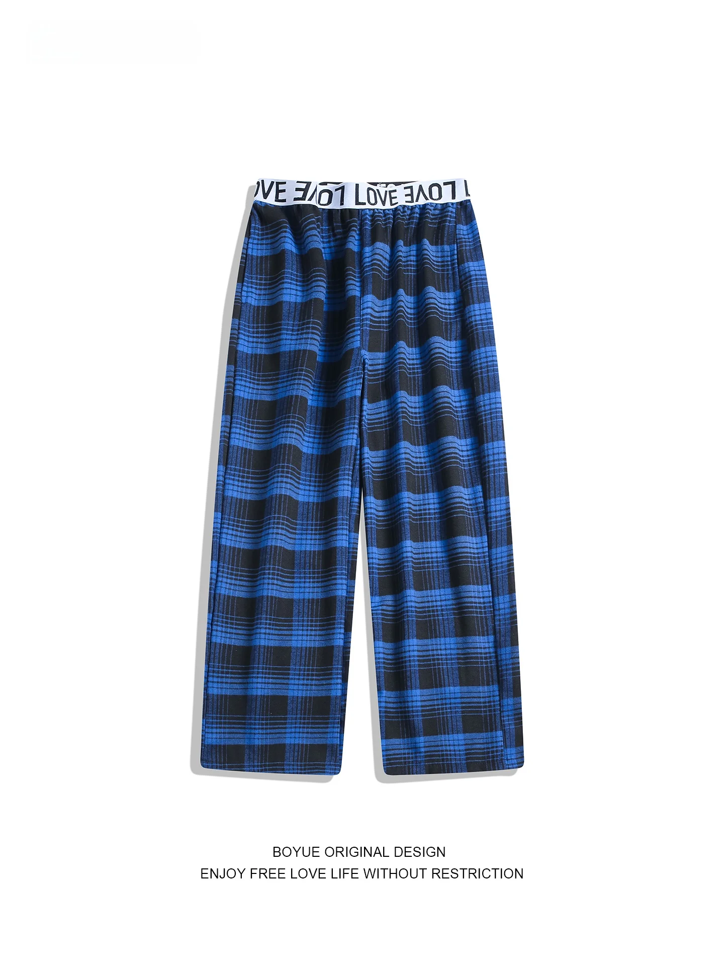 

Брюки Boyue в американском ретро-стиле с клетчатыми вставками, повседневные, с надписью, на поясном ремне, свободного кроя, в пол, для мужчин и женщин