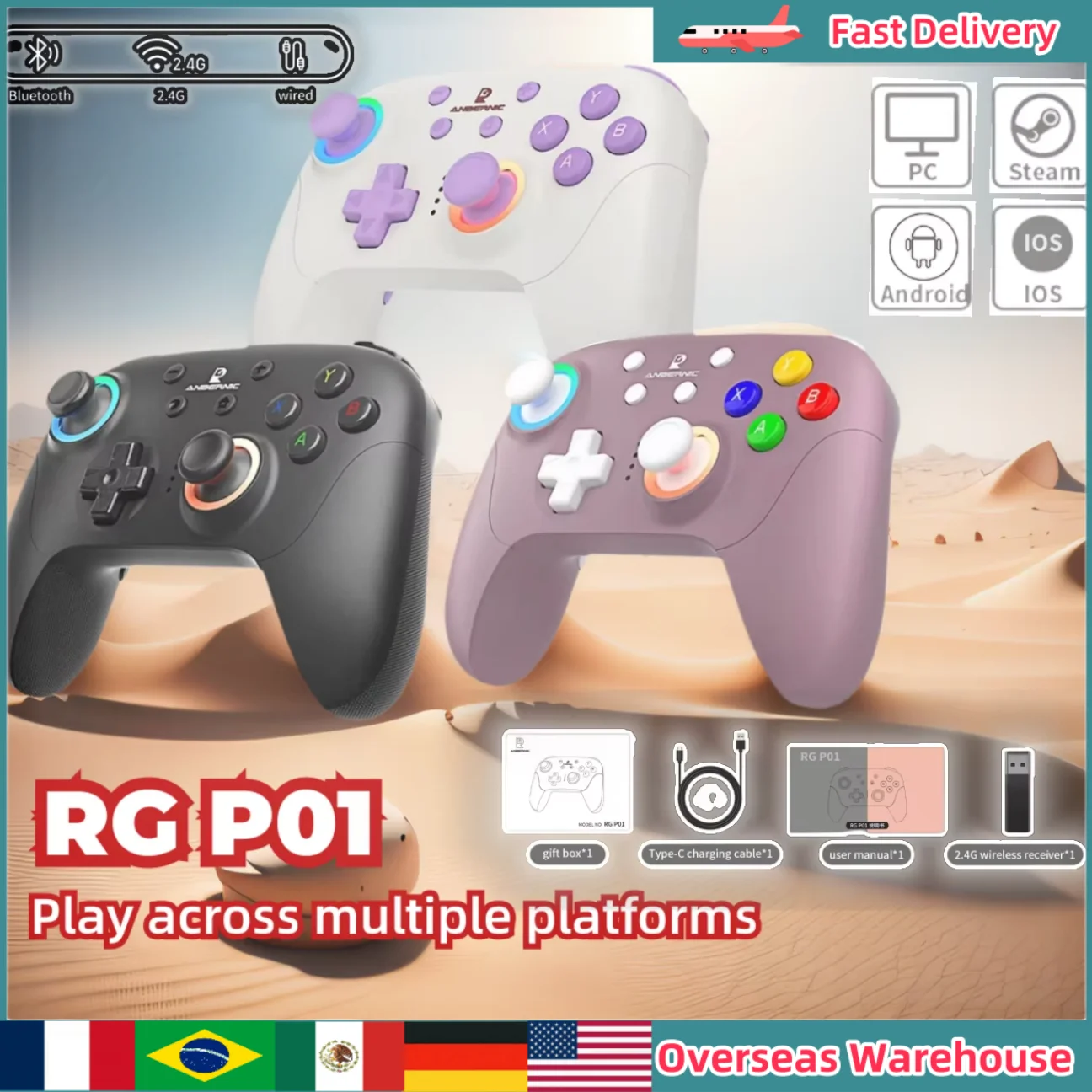 

ANBERNIC RG P01 Gamepad Wired Wireless Bluetooth Joystick XBOX Game Controller For PC Android IOS Steam Accessories Gifts