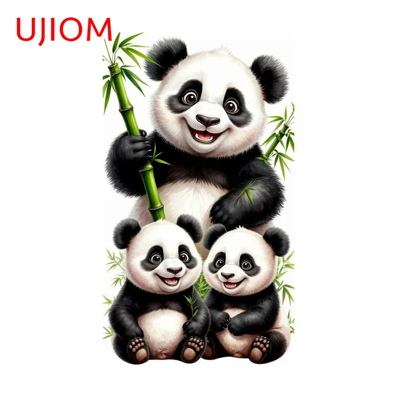 UJIOM The Panda Family Wall Sticker Bathroom Clothes Dryer Kawaii Scratch Proof 3D Decal Design For Room Decoration Accessories
