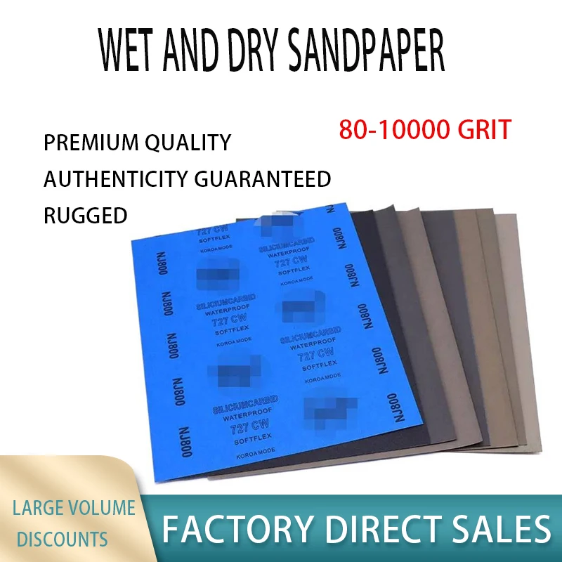 

80-10000 Grit SandPapers Wet and Dry Polishing Sanding Wet/dry Abrasive Sandpaper Paper Sheets Surface Finishing Made 2 Pcs