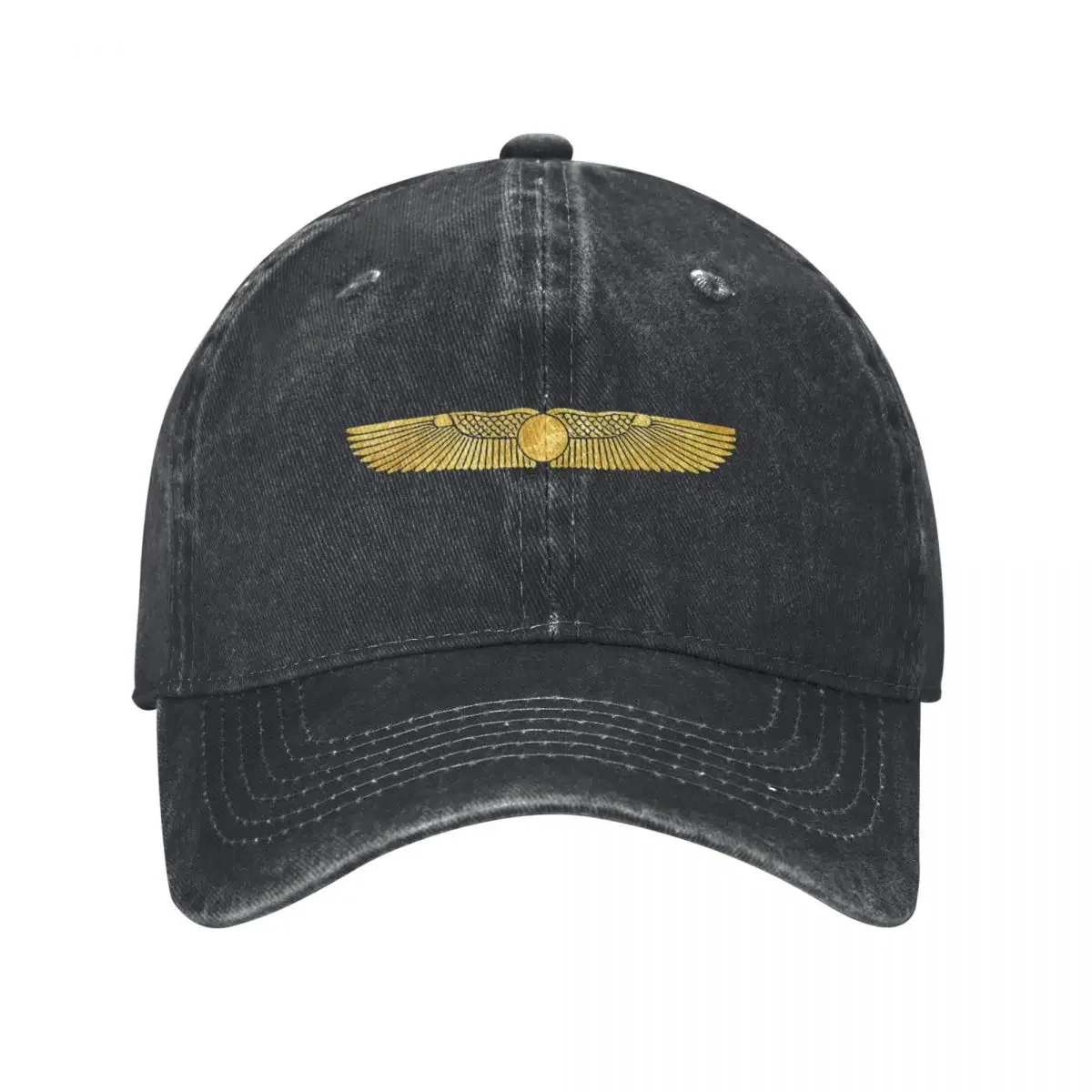 Gold winged sundisc (on black) Baseball Cap tea Hat Thermal Visor Mens Women's