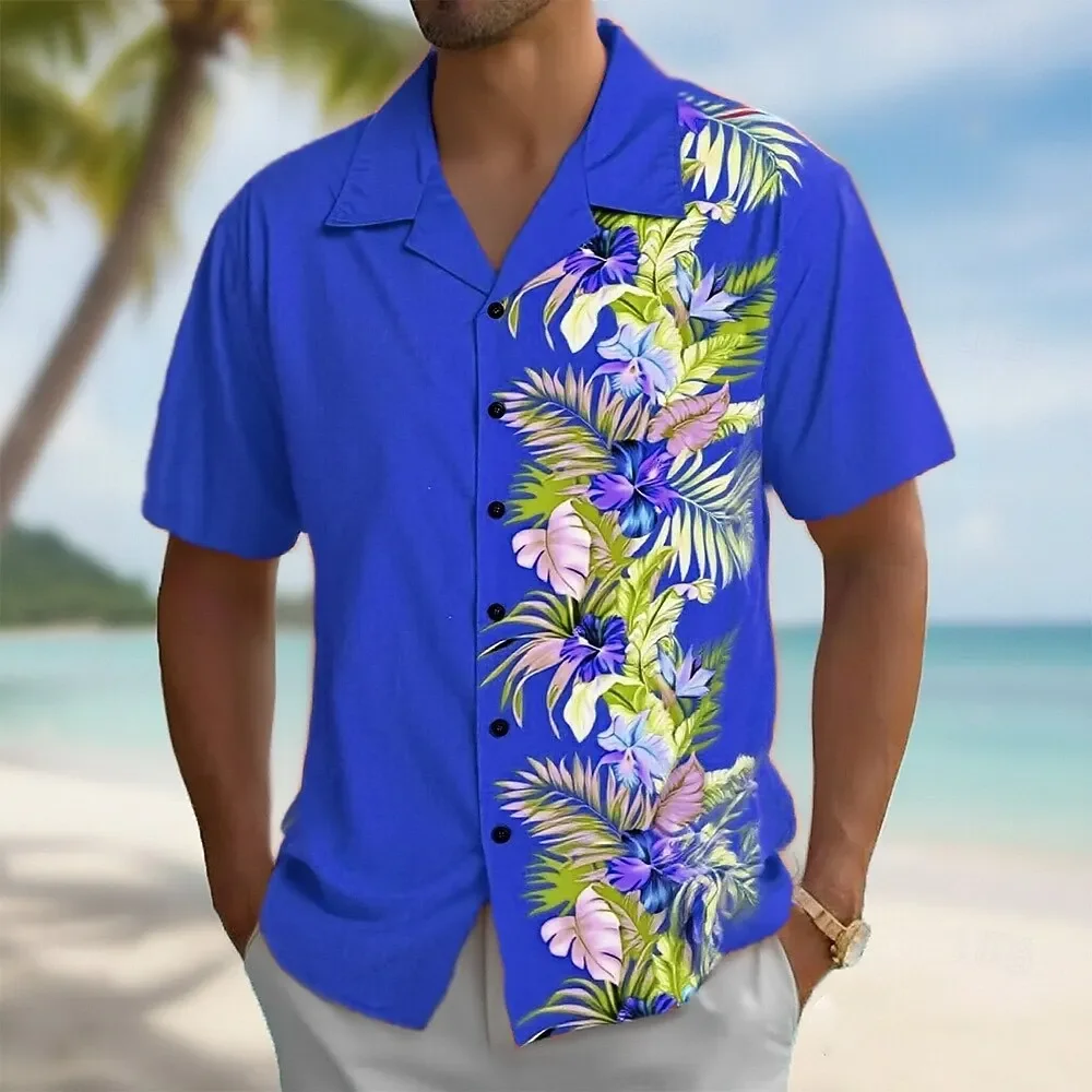 

Летние мужские рубашки больших размеров с 3D-принтом, гавайские рубашки на пуговицах, рубашки для пляжного отдыха, рубашки с коротким рукавом, повседневные рубашки для мужчин