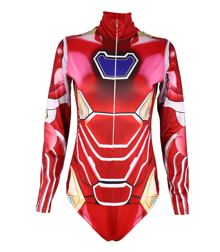 Superhero Bodysuit for Women Men Spiderman Iron Man Cosplay 3D Print Long Sleeve Swimsuit Adult Carnival Costume