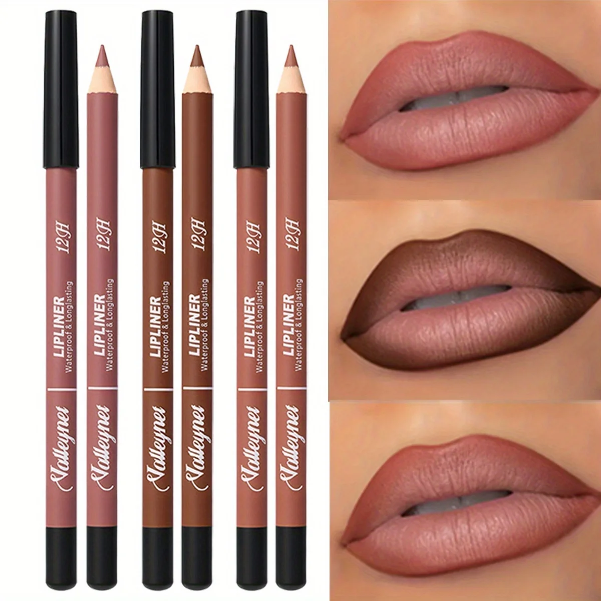 3 ألوان ماتي قلم تحديد الشفاه مقاوم للماء وطويل الأمد ماكياج الشفاه مع طرف حاد عارية قلم تحديد الشفاه مجموعة ماكياج الشفاه كومبو #4