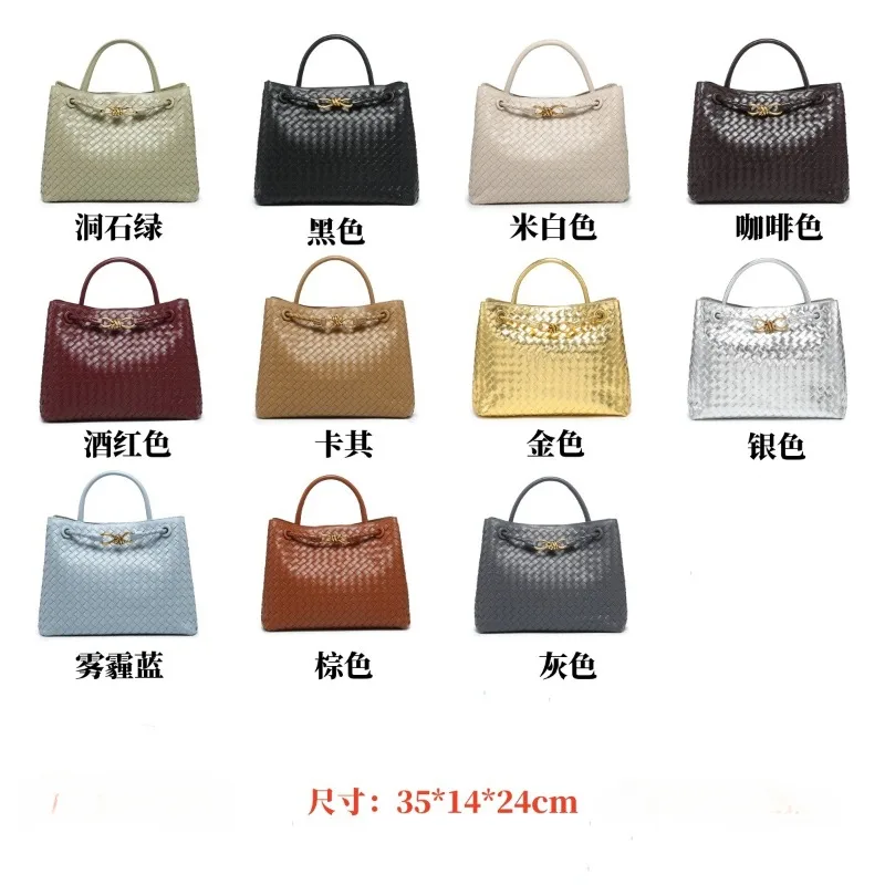 Niche metal butterfly buckle hand-woven tote bag large capacity bucket bag