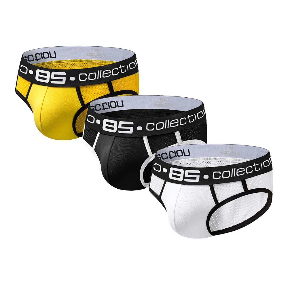 

3Pcs Pack Brand Men Underwear Mesh Qucik-Dry Sexy Men Briefs Breathable Mens Slip Cueca Male Panties Underpants Briefs