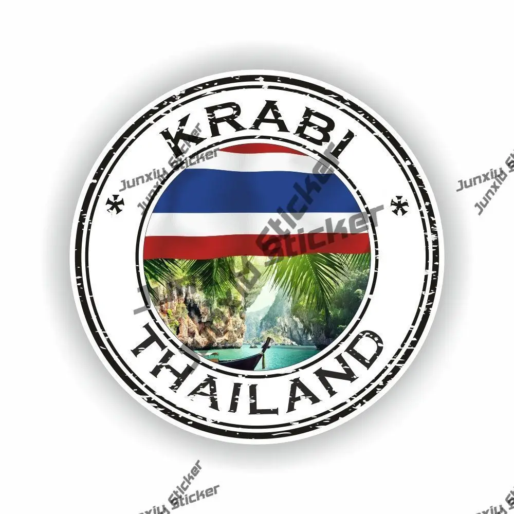 Thailand Krabi Decal Coat of Arms of Thailand Krabi Roundel Flag Outline UV Protected Sticker for Car SUV Bike Accessories