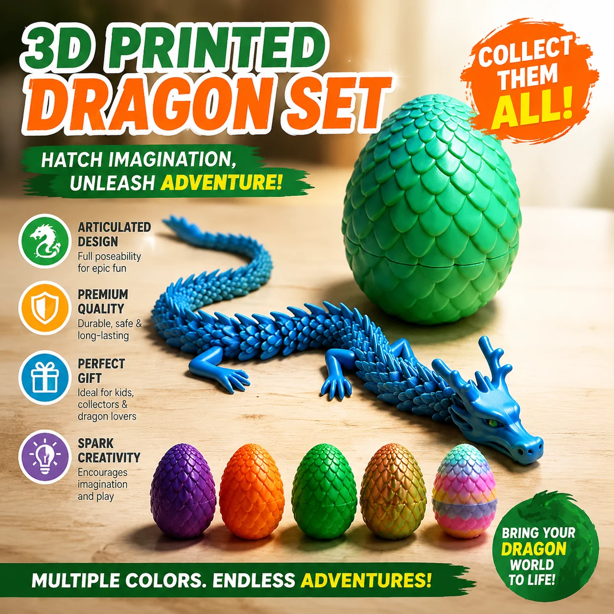 Chinese Dragon Egg 3D Printing Dragon Jewelry Tabletop Decoration, Hand Made Dragon Toys, Free Small Toy Handicrafts