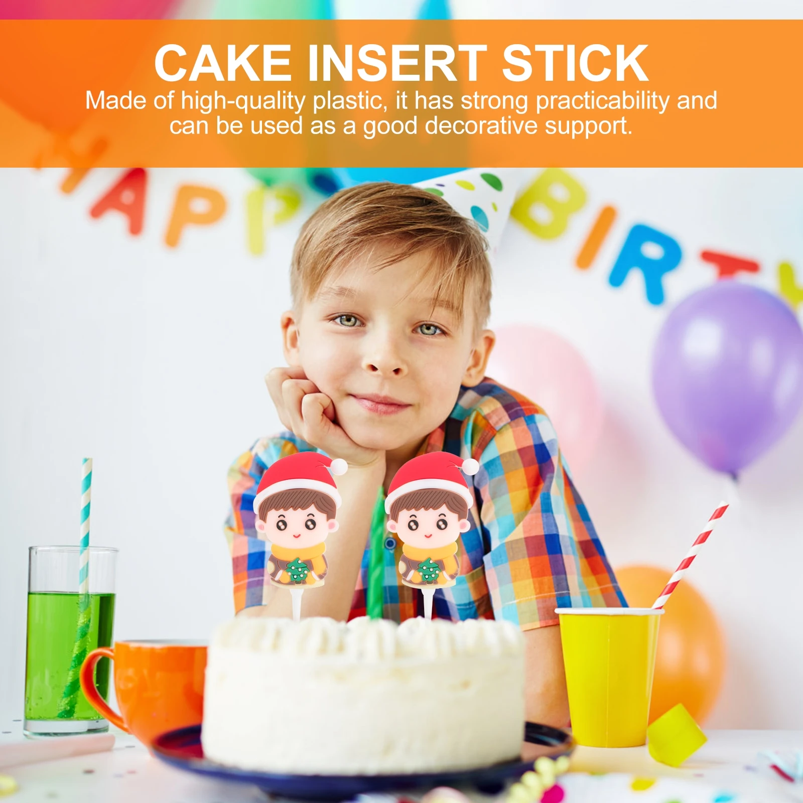 

100 Pcs Cake Decorating Add- Birthday Inserts The Circle Decorator Tools for Plastic Topper Stick Sticks Support Rods
