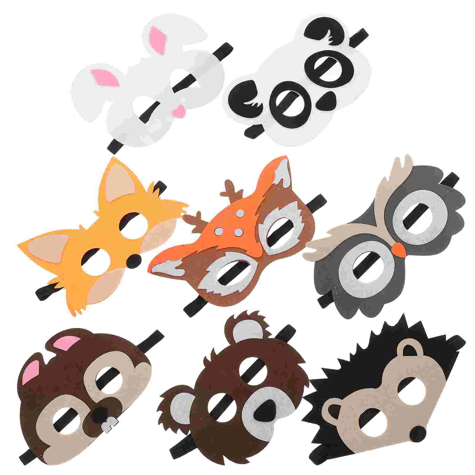 8 Pcs Animal Felt Mask Stage Performance Adorable Blindfold Vivid Cartoon Cloth Halloween Prop Party