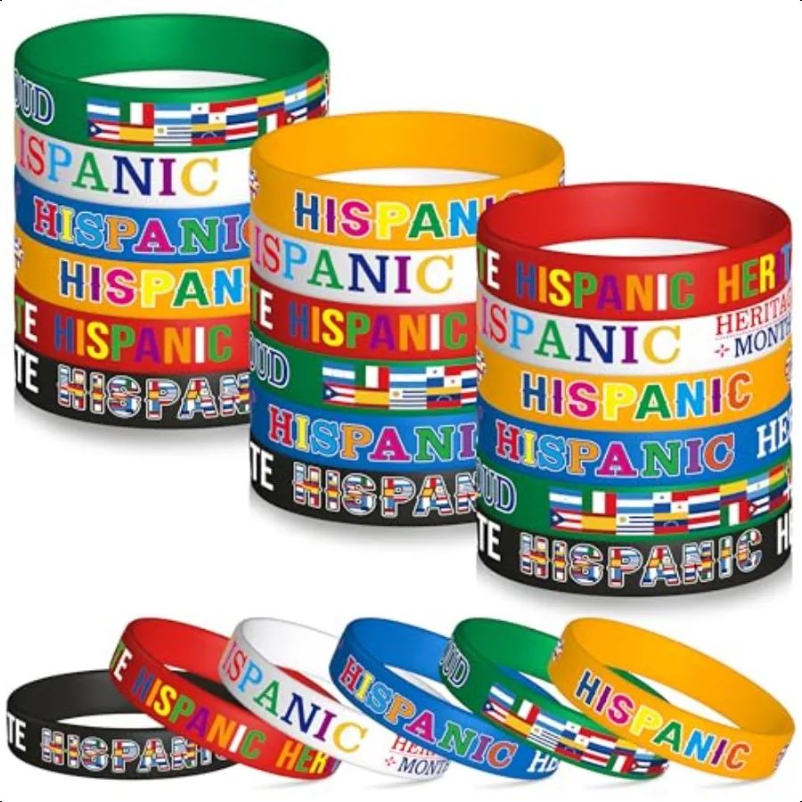 

Набор силиконовых браслетов для месяца гифенового наследия, испанский латиноамериканский браслет, эластичный вдохновляющий резиновый браслет N