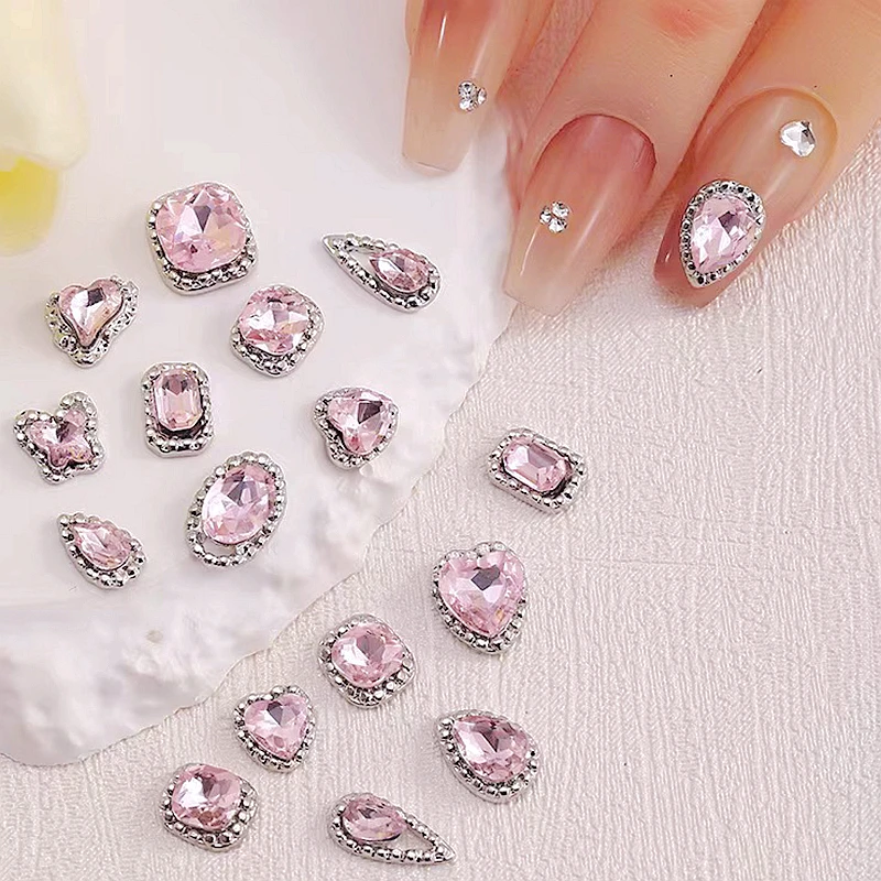 

10PCS Pink Crystal Nail Art Rhinestone Charms Gems Diamond Jewelry Parts Accessories Manicure Decor Nails Decoration Supplies