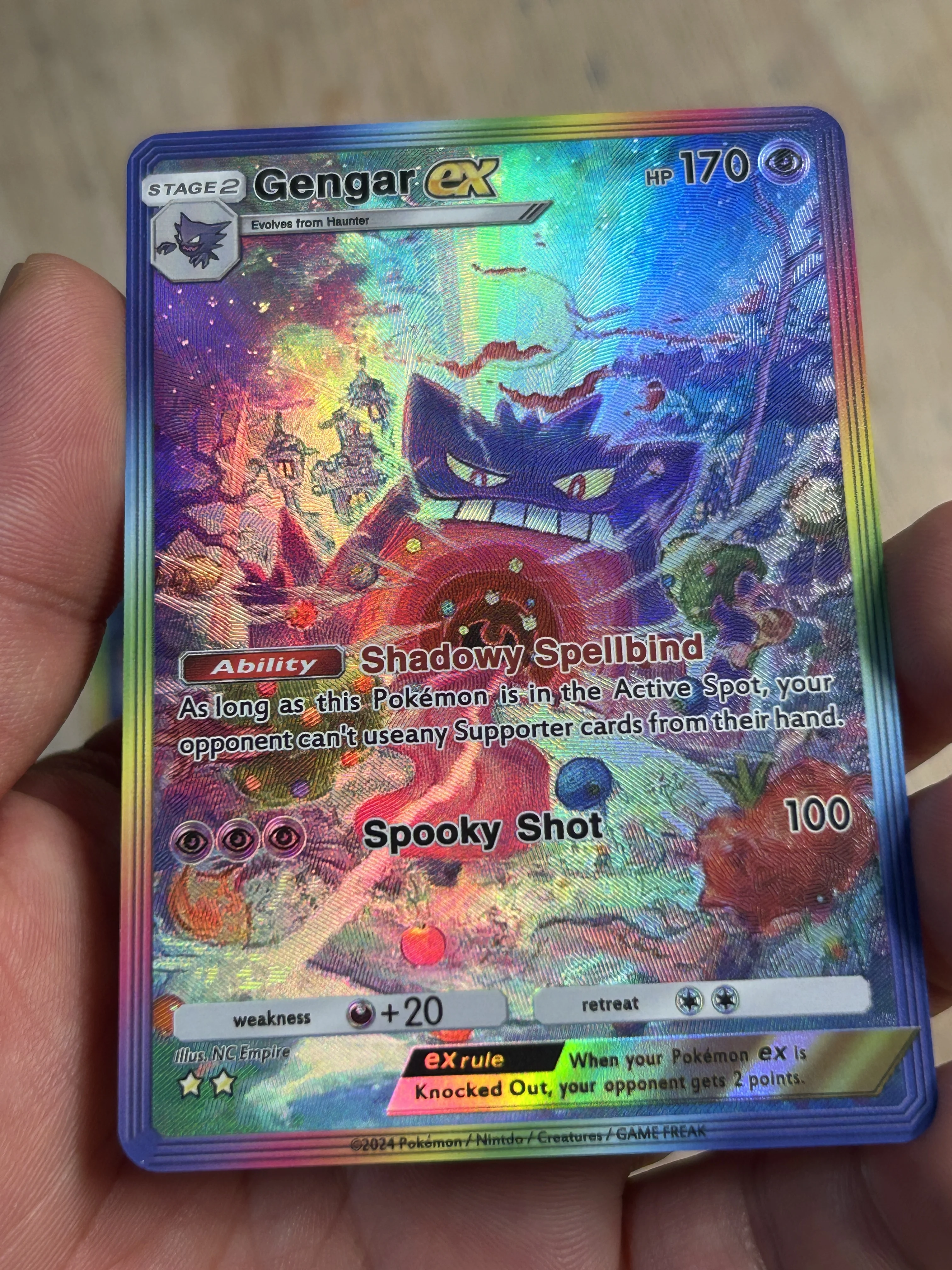 

3PCS Anime Game PTCG Cosplay FST Gengar VMAX 88x63mm DIY Shadowy Spellbind Fear and Panic Collection Toy Card Sets Gift Present