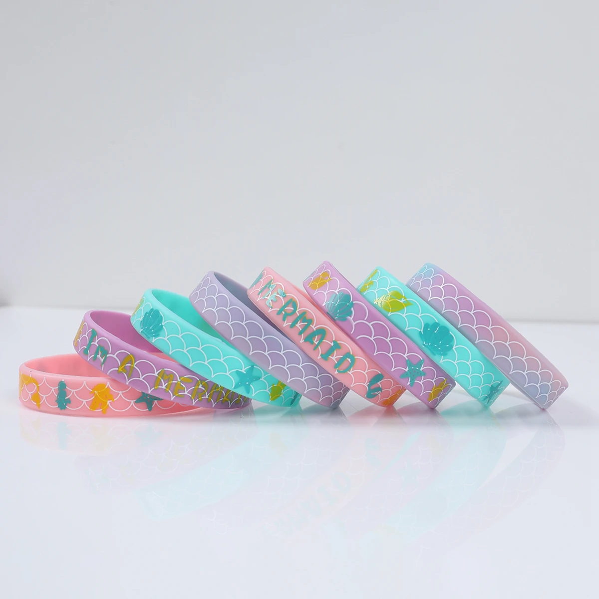 Mermaid Theme Party Silicone Wristband Mermaid Birthday Party Decoration Kids Baby Shower Party Supplies Favour Gift for Guest