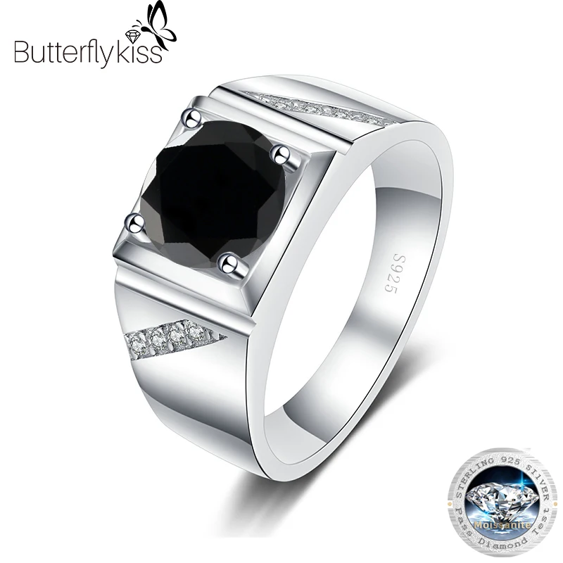 

Butterflykiss Classic 925 Sterling Silver Moissanite Rings For Men Wedding 1.0/2.0CT D Color Diamond Engagement Hand Accessories