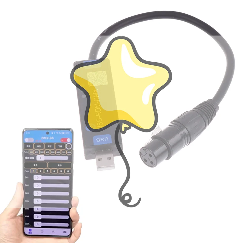 USB-RMD-DMX Mobile App DMX Dialer Stage Light Wireless Bluetooth DMX Controller Tool Only Supports Android Devices