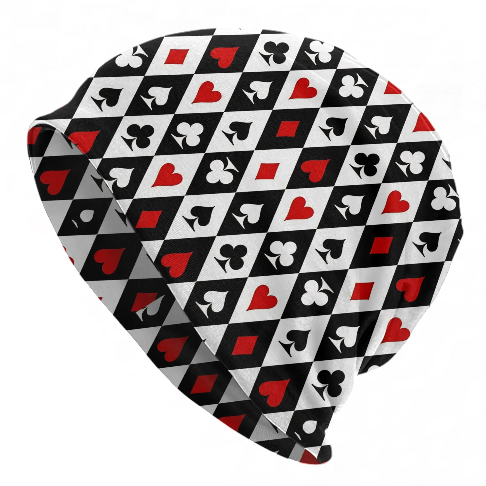 Playing cards suit symbols Poker Bonnet Hat Autumn Winter Street Skullies Beanies Hats  for Men Women Summer Dual-use Cap