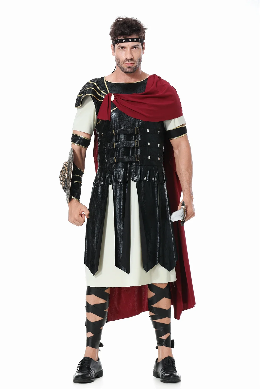 Disfraz de guerrero de Caballero Real romano Medieval para hombres adultos, disfraz de Halloween, capa de soldado gladiador europeo de Carnaval