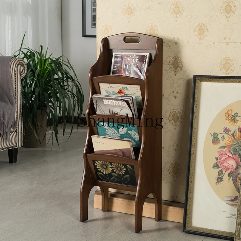 

SM retro book and newspaper storage magazine rack display painted furniture storage small bookshelf