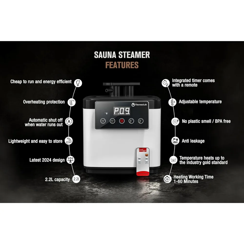 Draagbare Sauna - Premium Thuis Sauna Pod Helling 1000W 2.2l Stoomboot, Stoel & Rgb Led Light - Indoor Saunatent Voor Stressvermindering