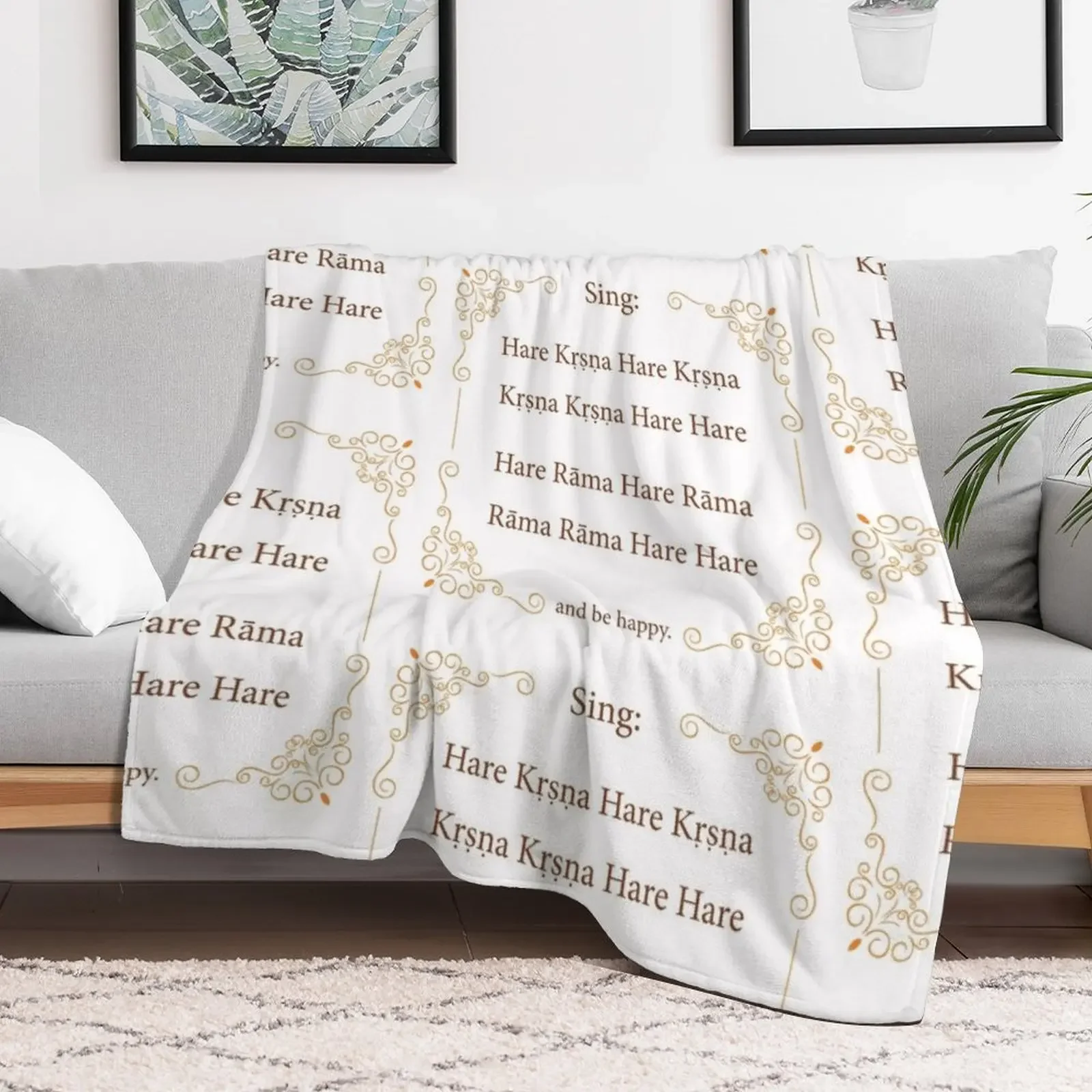 Hare Krishna Movement Mantra Throw Blanket Hair Bed covers anime Blankets