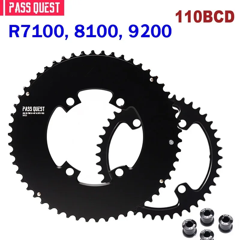 PASS QUEST 110bcd Double Chainring for 105 R7100 UT R8100 DA R9200 Road Bike Round 2X 56-42T52-36T 53-39T 54-40T 48-35 46-33T