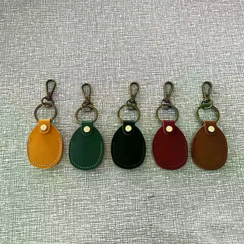 Keyring For Protective Case Retro High Quality Leather Keychain For Anti-lost Tracker Locator Device Accessories