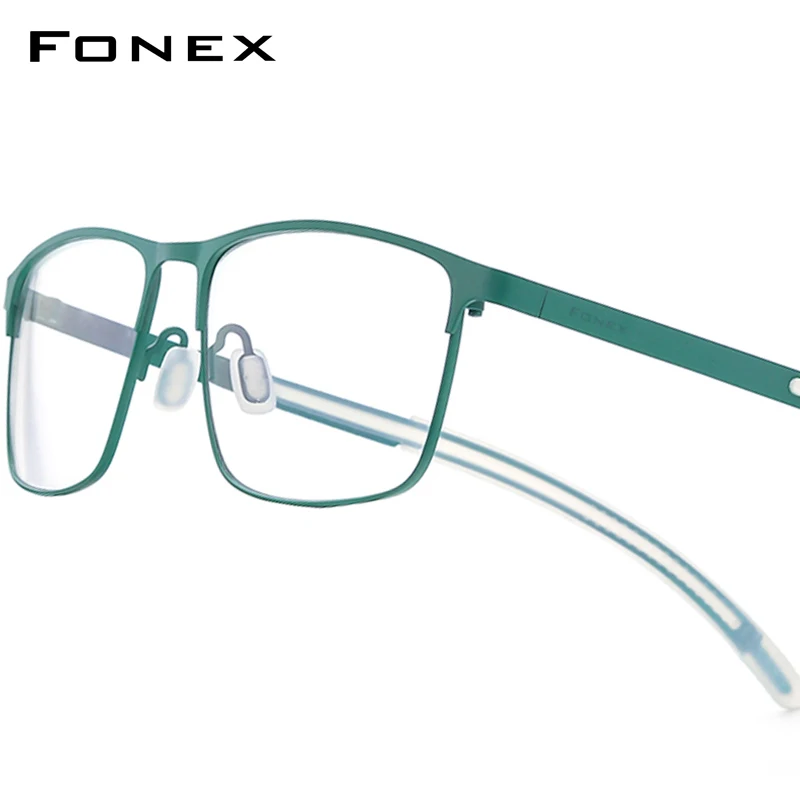 FONEX Titanium Glasses Frame Men Brand Design Square Eyeglasses Frame Ultralight-Weight Japanese High-end Silicone Eyewear 8521