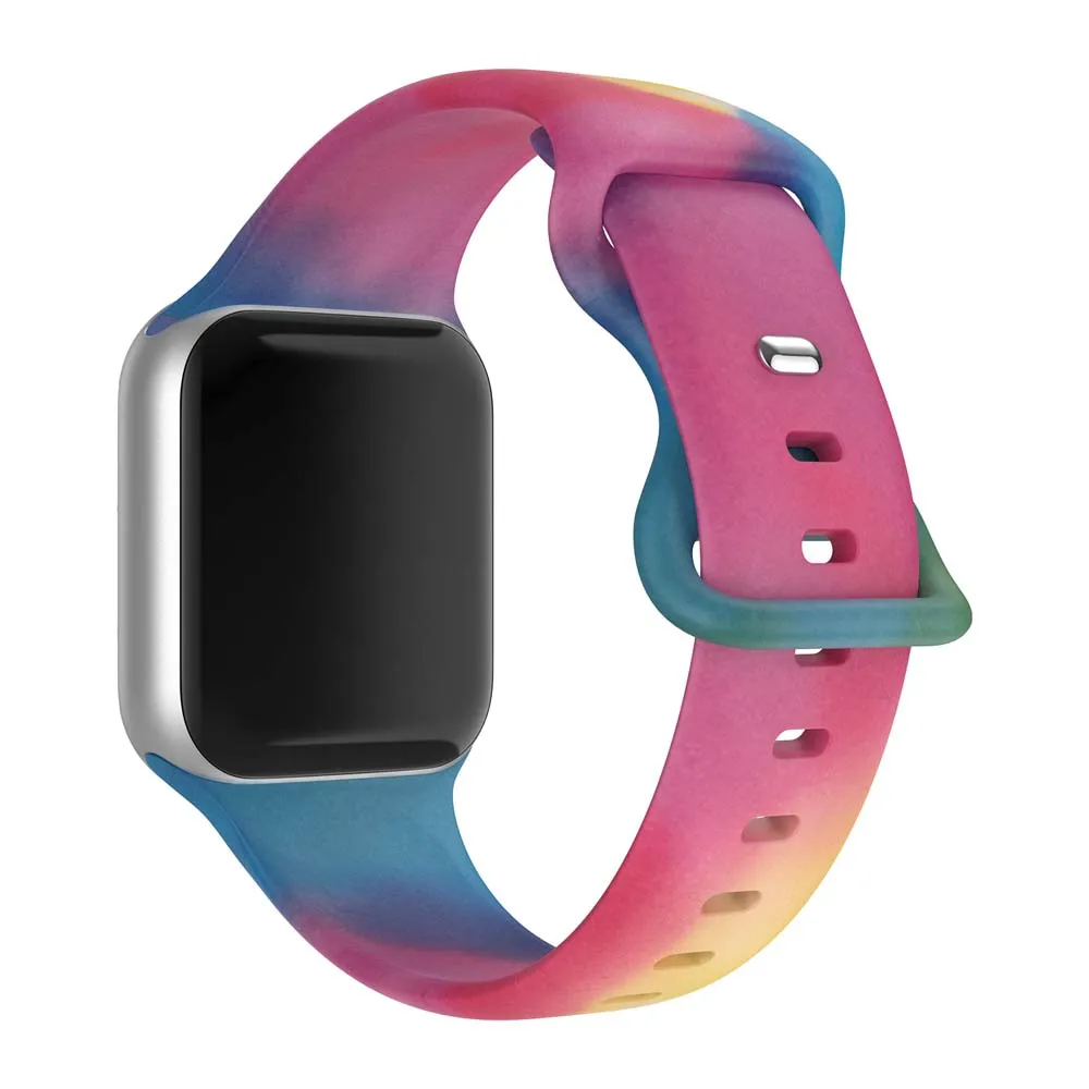 Patterned Silicone Strap For Apple Watch Band Ultra 49mm 45mm 44mm 41mm 40mm For IWatch Series 9/8/7/6/5/4/3/2/1/SE Watch Straps