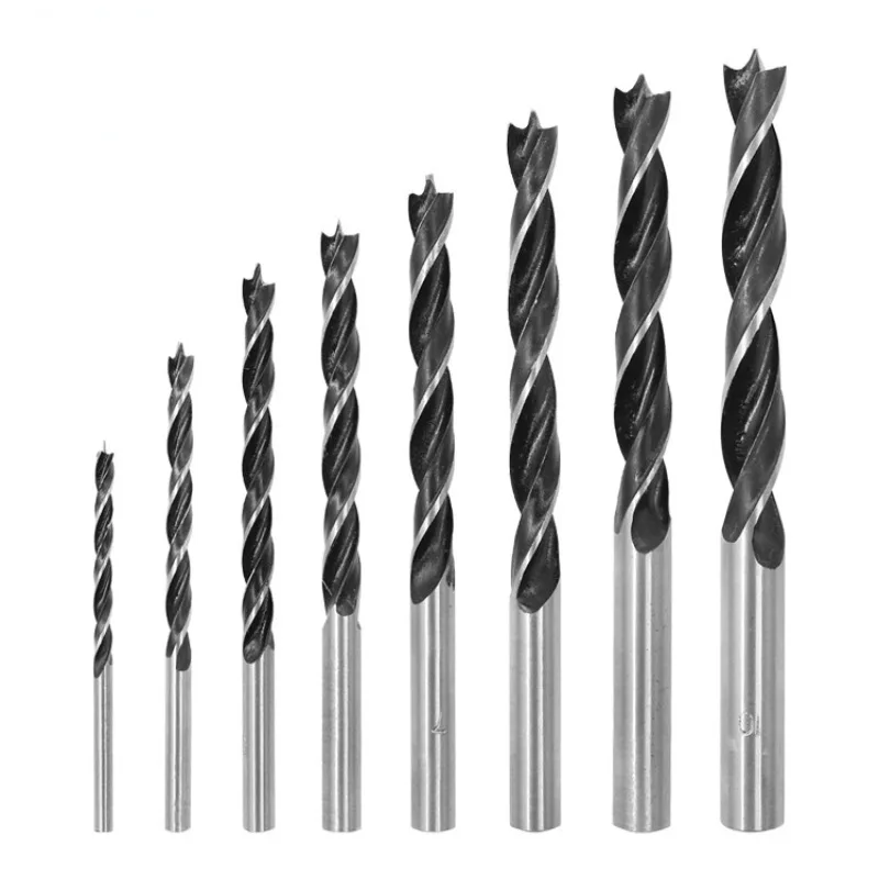 Twist Drill Bit Set, Brad Point Wood Drill Bits, revestido de titânio, Carpintaria, Metal Drilling Bit Tools, 3mm, 4mm, 5mm, 6mm, 7mm, 8mm, 9 milímetros, 10 milímetros, 8 PCes