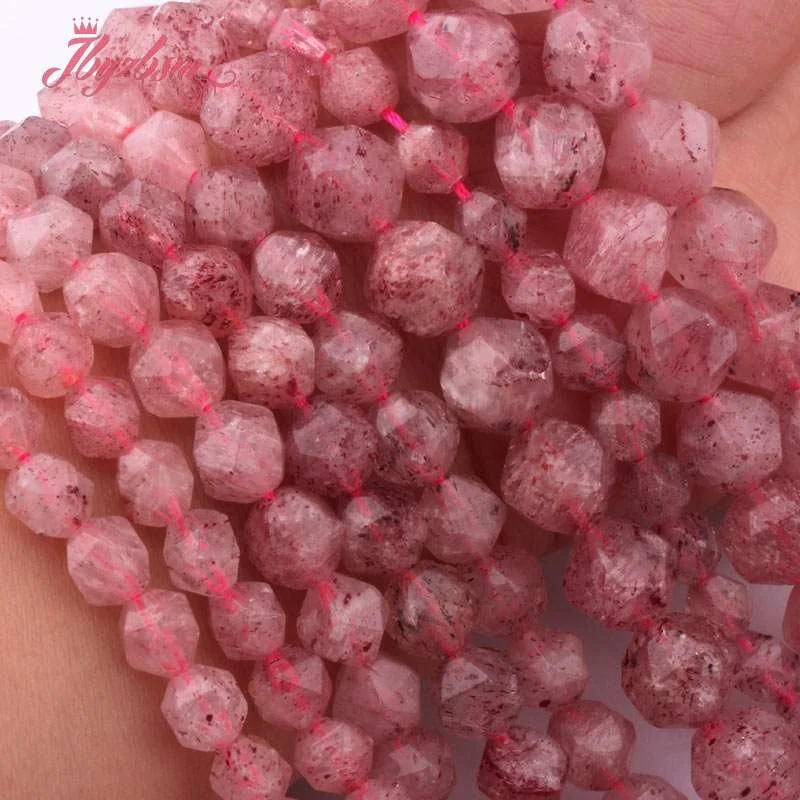 6/8/10mm Faceted Strawberry Quartz Bead Natural Stone Beads For DIY Necklace Bracelats Earrings Jewelry Making 15\