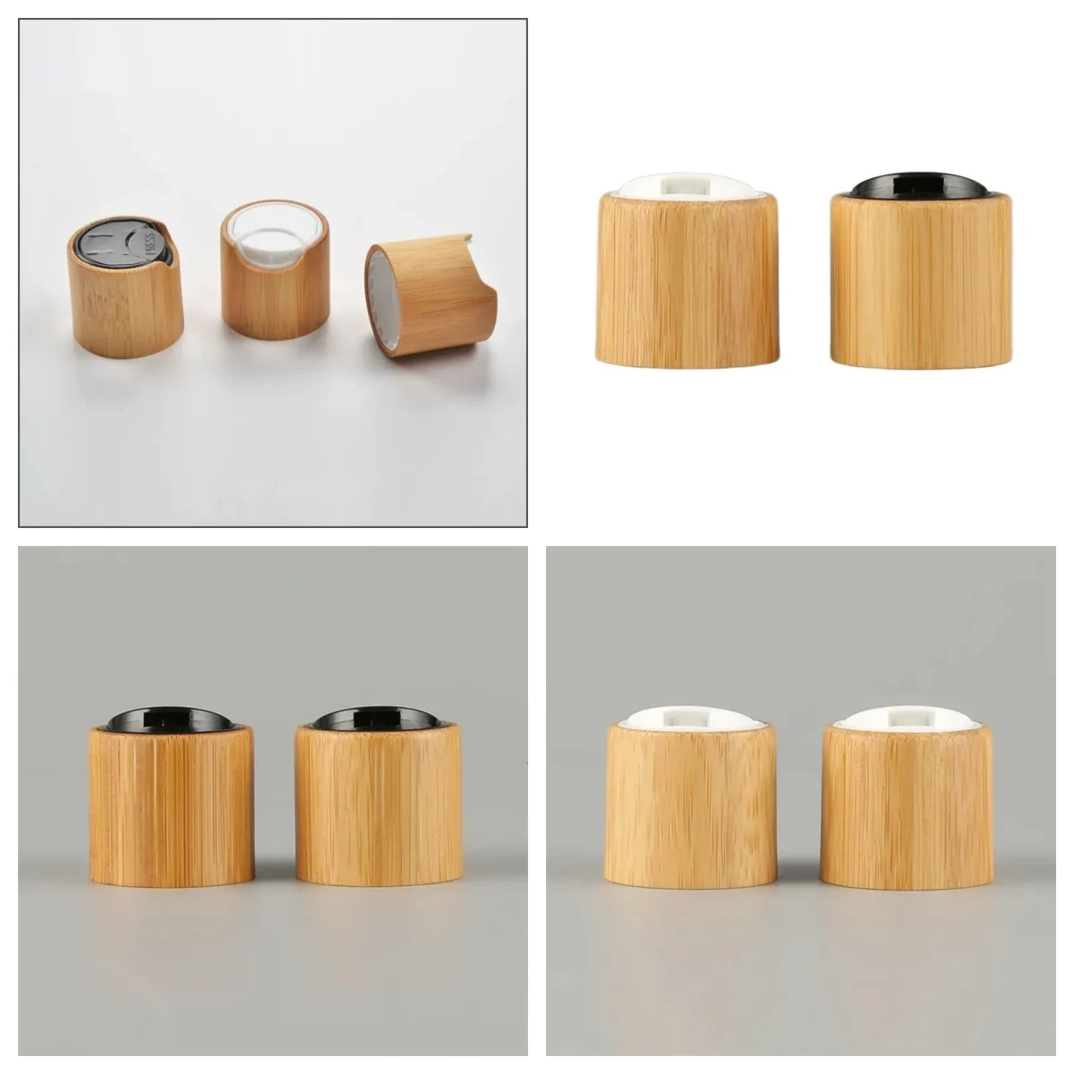 

10Pcs 20mm/24mm 410 Bambo Press Disc Top Cap Bamboo Flip Top Caps for Shampoo Lotion Soap Liquid Cream Squeeze Cosmetic Bottles