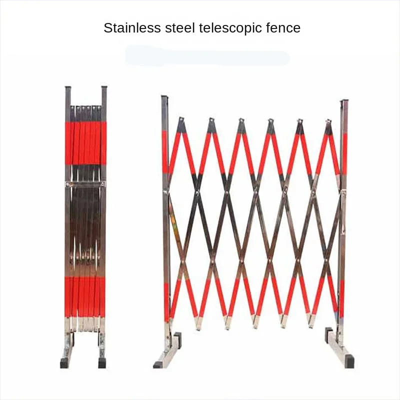 Stainless Steel Telescopic Fence Mobile Guardrail Construction Enclosure School Safety Folding Fence External Fence 1.2x2.5cm.