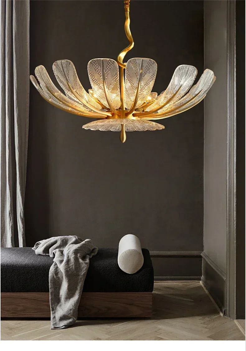 

GHEUVNJ Modern LED All Copper Leaf Ceiling Chandeliers Luxury Restaurant Lights Living Dining Room Pendent Lamp Home Decor Lust