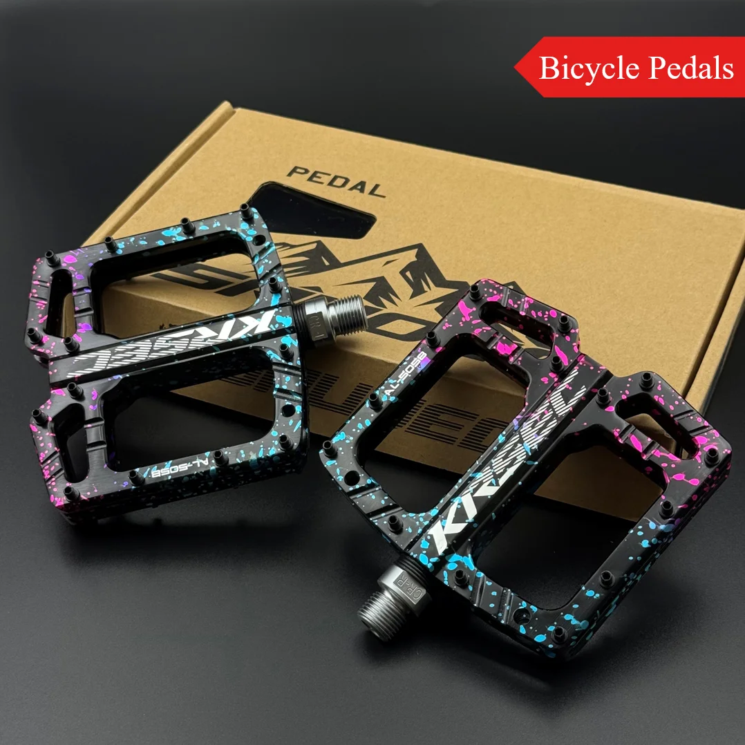 

1Pair Anti-Slip Aluminum Alloy Bicycle Pedals - Wide Platform, 3-Bearing, 9/16in Chromoly Spindle For Downhill/MTB/BMX/Road Bike