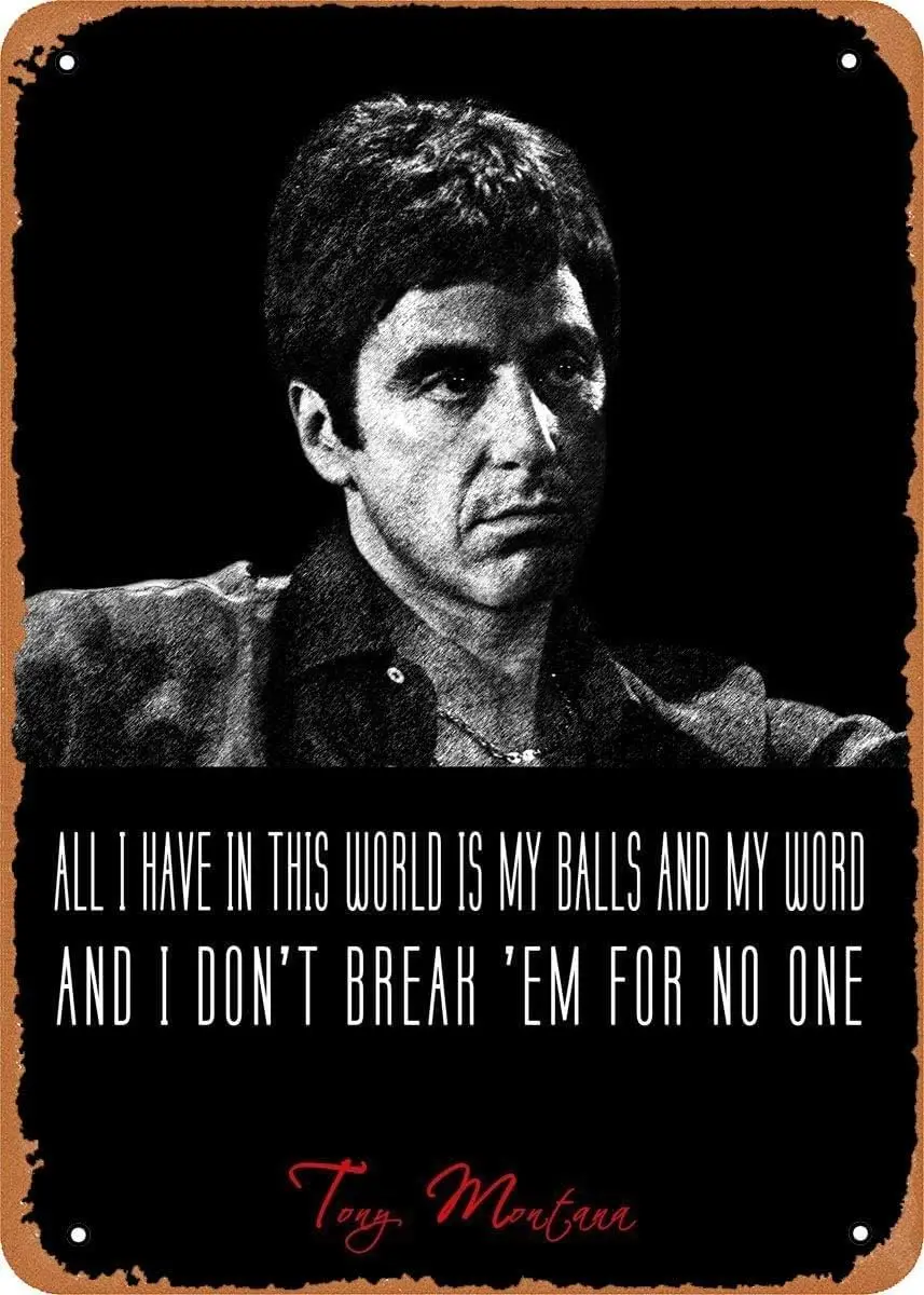 Tony Montana Sketch Gangsters   - Metal Tin Sign for Home Bar Pub Garage Decor Gifts