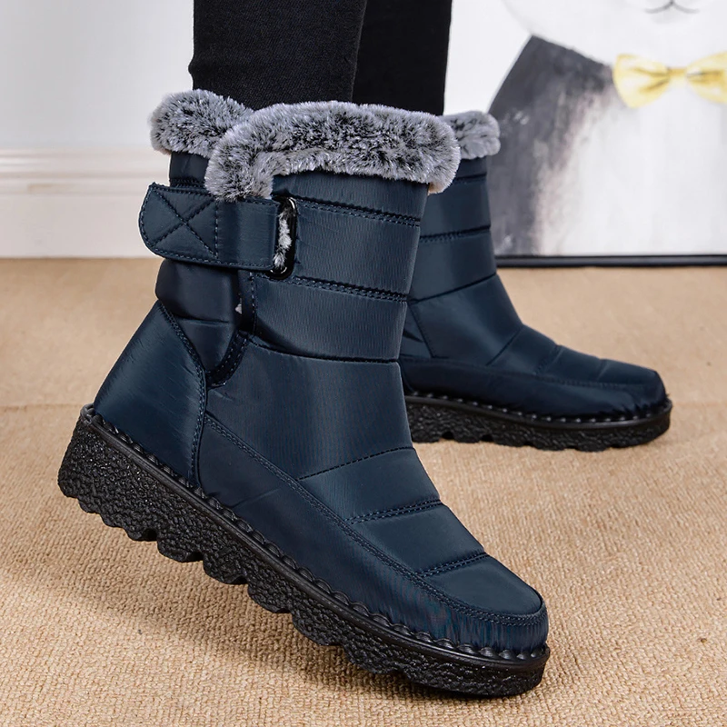 Snow Boots Woman Fashion Women Shoes Platform Shoes Woman Solid Mid Women's High Boots New Botas Mujer Winter Ladies Boots image 2