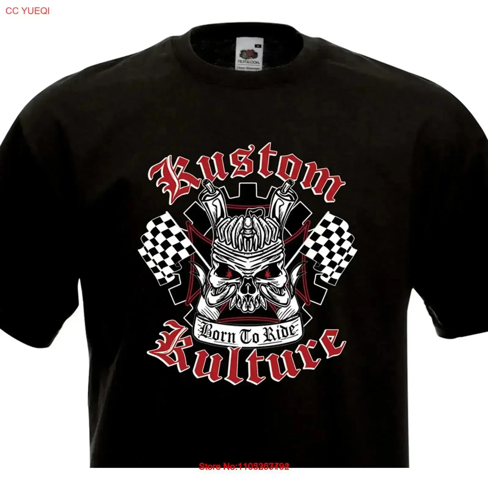 Винтажная футболка Kustom Kulture Motor Chopper Skull Motorcyclist Ride Rock'N Roll, слегко дышащая, в стиле стритвир