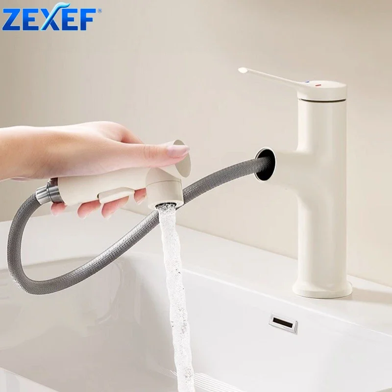 

Bathroom Faucet With Sensor Pull Out Multifunctional Basin Hot and Cold Water Tap Restrooms Multiple Spouts to Wash Bath