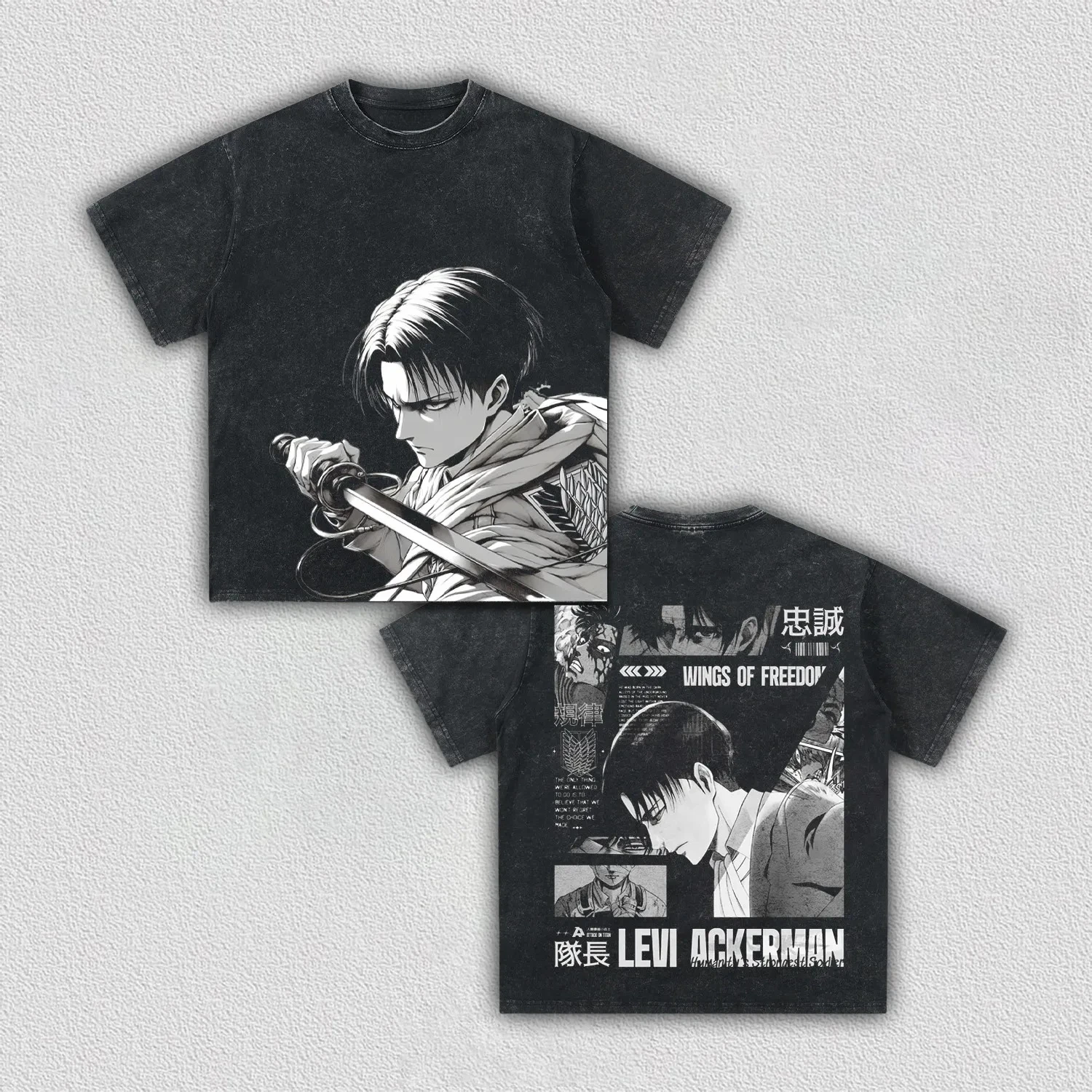 Attack on Titan Levi Ackerman Anime Printing T-shirt Men's Clothing Women's 2026 Summer Cotton Washed Short-sleeved T Shirt