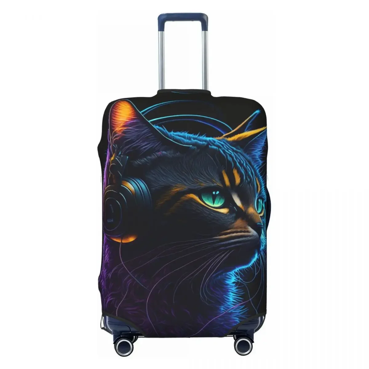 Music Cat Suitcase Cover Holiday Cool Animal Practical Luggage Case Business Protection