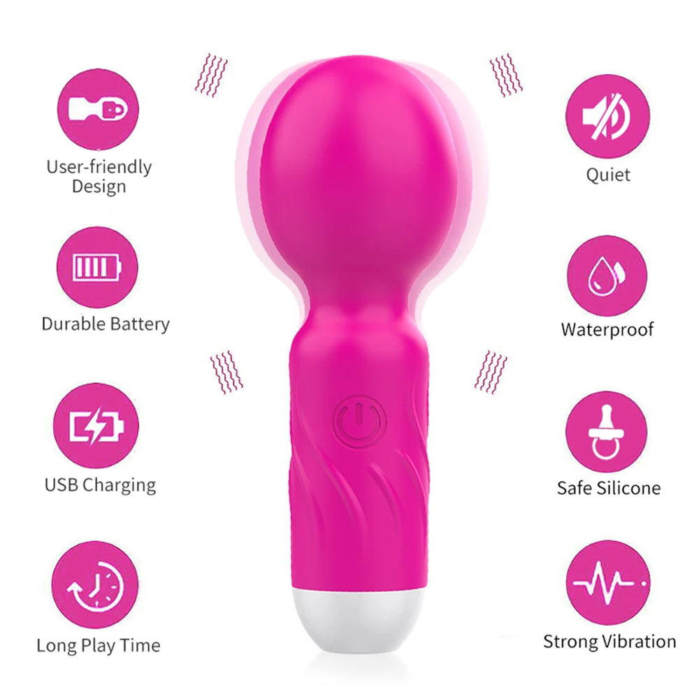 Mini AV Vibrator Magic Wand for Women Clitoris Stimulator USB Rechargeable Portable Silicone Massager Female Sex Toys