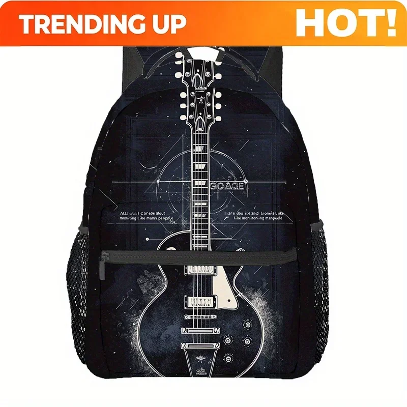Custom Bag All I Care About Is Guitar & Like (12) Print Backpack - Lightweight Durable Polyester Hiking Backpack With