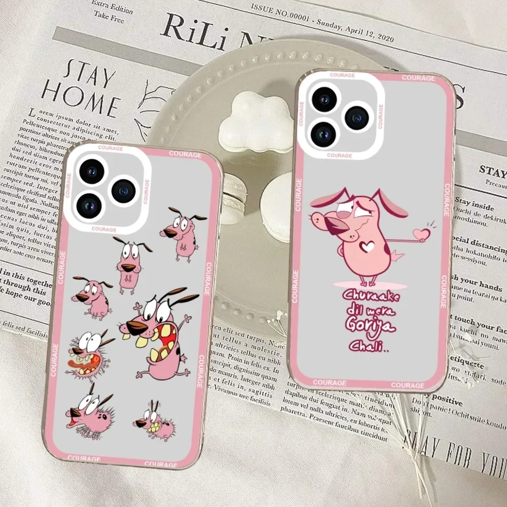 Dog-Courage-The-Cowardly Cute Phone Case For iPhone 11 12 Mini 13 14 Pro Max Transparent Shell