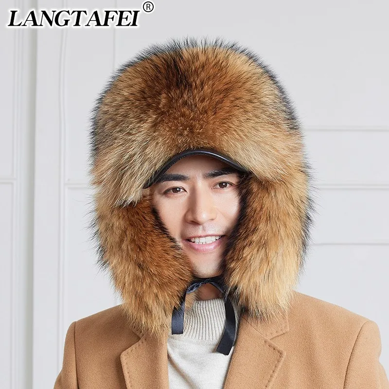 Fur Lei Feng warm thick ear real hair outdoor old cotton hat