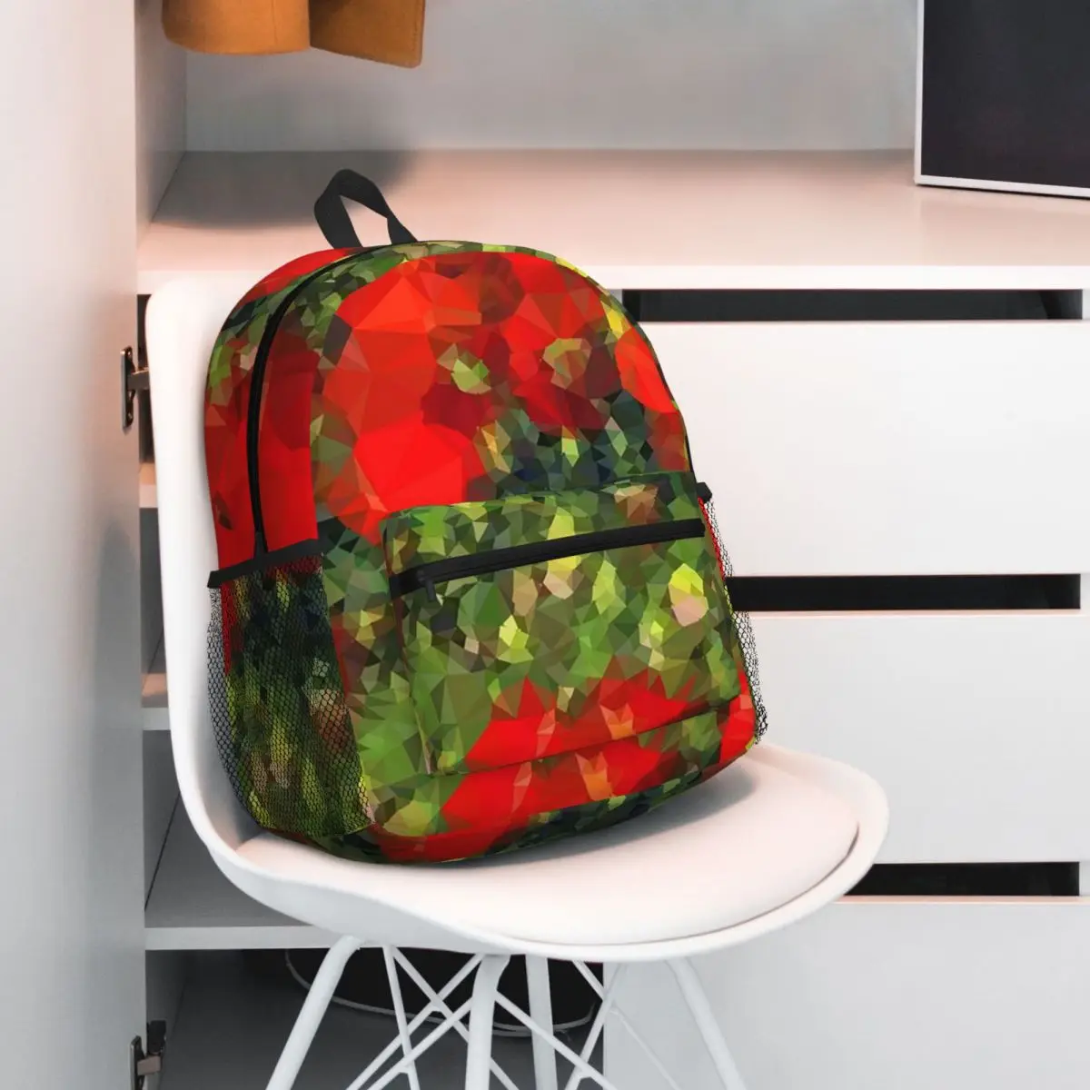 

Vincent Van Gogh Poppies Low Poly Geometric Triangles Backpack Student BookBag Children School Bag Shoulder Bags for Men Women