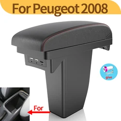 For Peugeot 2008 Armrest box Retrofit parts Interior details Center Storage box car accessories special Car Armrest Arm USB