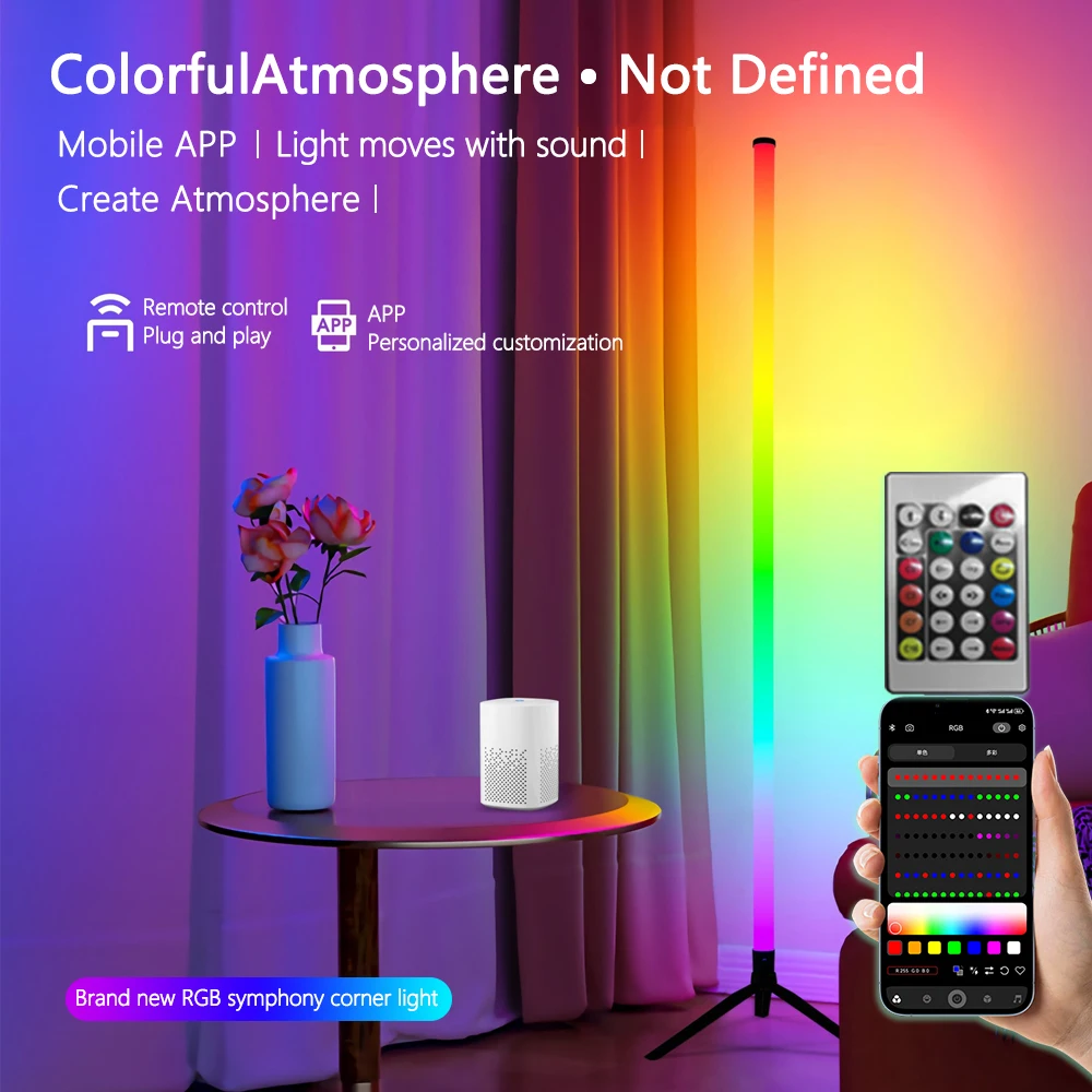 Smart LED Floor Lamp RGB Remote & APP Control Music Sync Corner Lighting  Modern Mood Standing Lamp for Living Room Gaming